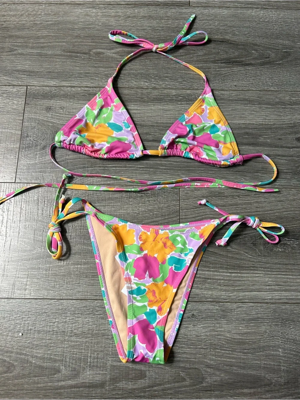 Cotton On Celeste Floral White & Pink Tie-Side Brazilian Bikini Bottom